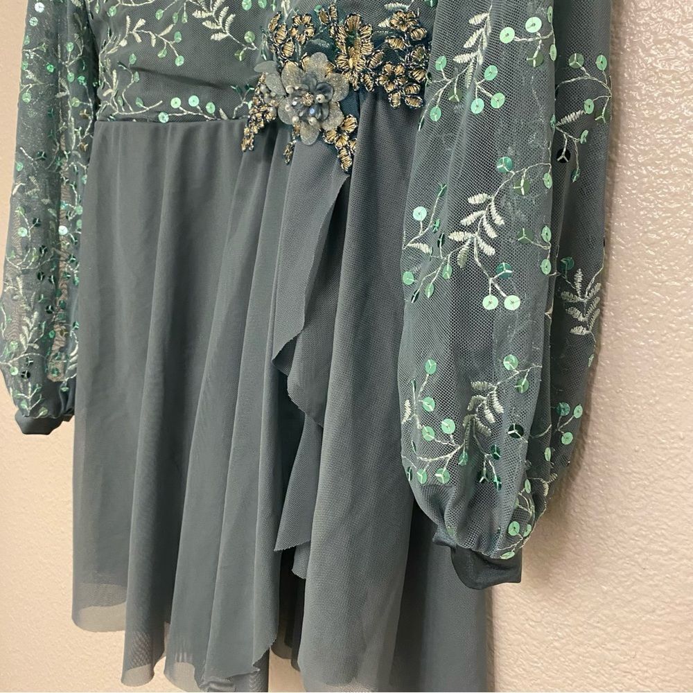 Weissman Dance Costume sage green sequin appliqué Saint Honesty 13413 XLC - Picture 5 of 12